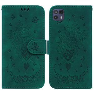For Motorola Moto G50 5G Butterfly Rose Embossed Leather Phone Case(Green) (OEM)