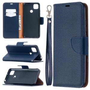 For Xiaomi Redmi 9C Litchi Texture Pure Color Horizontal Flip PU Leather Case with Holder & Card Slots & Wallet & Lanyard(Dark Blue) (OEM)