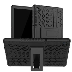 For Lenovo Tab M10 Plus TB-X606F Tire Texture Shockproof TPU+PC Protective Case with Holder(Black) (OEM)