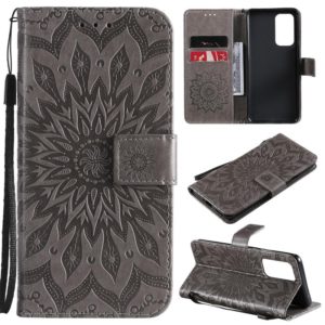 For OnePlus 9 Pro Sun Embossing Pattern Horizontal Flip Leather Case with Card Slot & Holder & Wallet & Lanyard(Grey) (OEM)