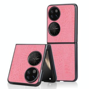 For Huawei P50 Pocket Crocodile Texture Folding Phone Case(Pink) (OEM)