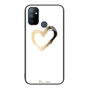 For OnePlus Nord N100 Colorful Painted Glass Phone Case(Golden Love) (OEM)