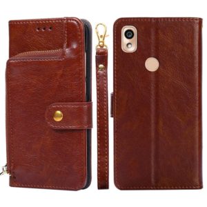 For Kyocera KY-51B Zipper Bag Leather Phone Case(Brown) (OEM)