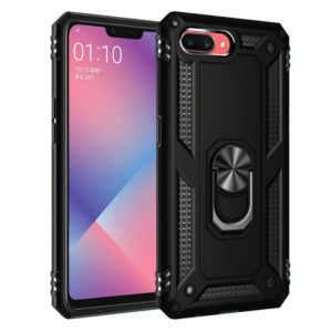 For OPPO A5 / A3s Shockproof TPU + PC Protective Case with 360 Degree Rotating Holder(Black) (OEM)