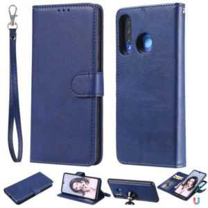 For Huawei P30 Lite / nova 4e Solid Color Horizontal Flip Protective Case with Holder & Card Slots & Wallet & Photo Frame & Lanyard(Blue) (OEM)