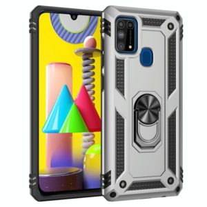 For Samsung Galaxy M31 Shockproof TPU + PC Protective Case with 360 Degree Rotating Holder(Silver) (OEM)