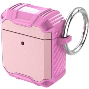 Wireless Earphone TPU + PC Shockproof Case with Hook For AirPods 1 / 2(Pink) (OEM)