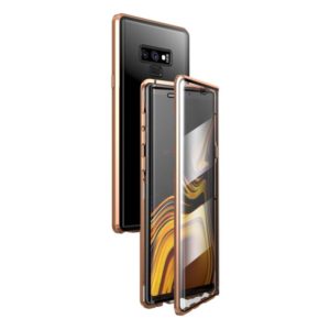 For Samsung Galaxy Note9 Magnetic Metal Frame Double-sided Tempered Glass Case(Gold) (OEM)