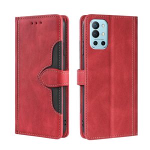 For OnePlus 9R Skin Feel Straw Hat Magnetic Buckle Leather Phone Case(Red) (OEM)