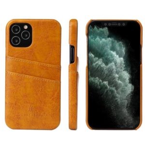 For iPhone 12 Pro Max Fierre Shann Retro Oil Wax Texture PU Leather Case with Card Slots(Yellow) (FIERRE SHANN) (OEM)