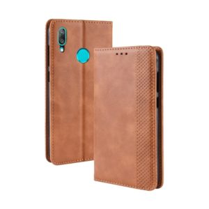 Magnetic Buckle Retro Texture Horizontal Flip Leather Case for Huawei Y7 (2019) / Y7 Prime (2019), with Holder & Card Slots & Wallet (Brown) (OEM)