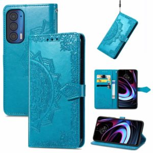 For Motorola Edge 2021 Mandala Embossing Pattern Horizontal Flip Leather Case with Holder & Card Slots & Wallet & Lanyard(Blue) (OEM)