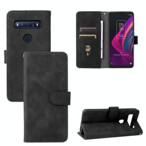 For TCL 10 SE Solid Color Skin Feel Magnetic Buckle Leather Phone Case(Black) (OEM)