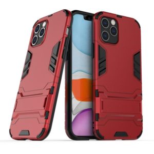For iPhone 12 / 12 Pro PC + TPU Shockproof Protective Case with Invisible Holder(Red) (OEM)
