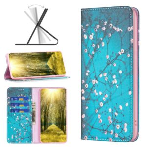 For Nokia G11 / G21 Colored Drawing Pattern Invisible Magnetic Leather Phone Case(Plum Blossom) (OEM)