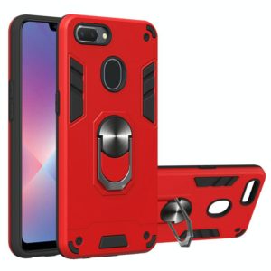 For OPPO Realme 2 2 in 1 Armour Series PC + TPU Protective Case with Ring Holder(Red) (OEM)