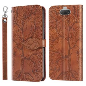 For Sony Xperia 8 Life of Tree Embossing Pattern Horizontal Flip Leather Case with Holder & Card Slot & Wallet & Photo Frame & Lanyard(Brown) (OEM)