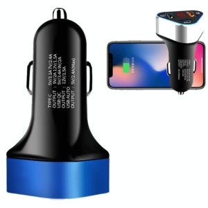 Digital Display PD+QC3.0+2.4A Car Charger TYPE-C Car Phone Charger(Sapphire Blue) (OEM)