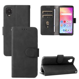For TCL A3X Solid Color Skin Feel Magnetic Buckle Horizontal Flip Calf Texture PU Phone Case(Black) (OEM)