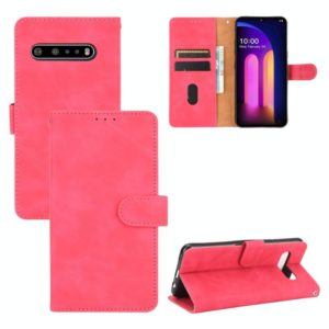 For LG V60 ThinQ 5G Solid Color Skin Feel Magnetic Buckle Horizontal Flip Calf Texture PU Leather Case with Holder & Card Slots & Wallet(Rose Red) (OEM)