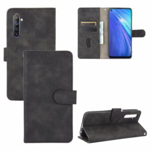 For OPPO Realme 6 Solid Color Skin Feel Magnetic Buckle Horizontal Flip Calf Texture PU Leather Case with Holder & Card Slots & Wallet(Black) (OEM)
