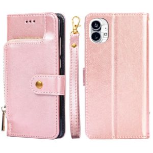 For Nothing Phone 1 Zipper Bag Leather Phone Case(Rose Gold) (OEM)
