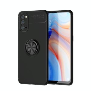 For OPPO Reno4 Lenuo Shockproof TPU Protective Case with Invisible Holder(Black) (lenuo) (OEM)