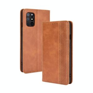 For OnePlus 8T Magnetic Buckle Retro Crazy Horse Texture Horizontal Flip Leather Case with Holder & Card Slots & Photo Frame(Brown) (OEM)