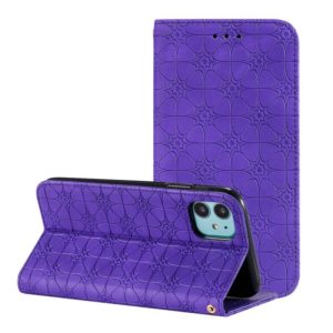 For iPhone 11 Pro Lucky Flowers Embossing Pattern Magnetic Horizontal Flip Leather Casewith Holder & Card Slots(Purple) (OEM)