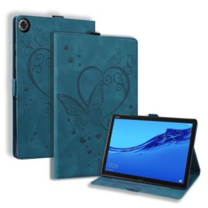 For Huawei MediaPad M5 Lite 8 / Honor Tab 5 Love Butterfly Pattern Horizontal Flip Leather Case with Holder(Blue) (OEM)