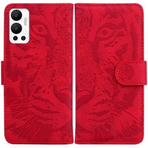 For Infinix Hot 12 Tiger Embossing Pattern Horizontal Flip Leather Phone Case(Red) (OEM)