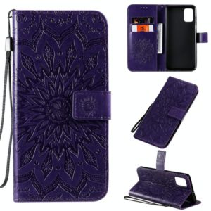 For Galaxy A71 Sun Print Horizontal Flip Protective Case with Holder & Card Slots & Wallet(Purple) (OEM)