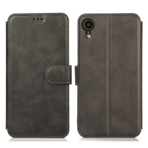 For iPhone XR Calf Texture Magnetic Buckle Horizontal Flip Leather Case with Holder & Card Slots & Wallet & Photo Frame(Black) (OEM)