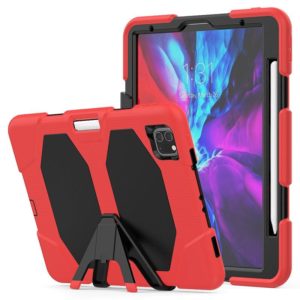 For iPhone 11 Pro For iPad Pro 11 inch (2020) Shockproof Colorful Silicon + PC Protective Case with Holder & Shoulder Strap & Hand Strap & Pen Slot(Red) (OEM)