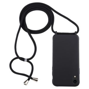 For iPhone XR Candy Color TPU Protective Case with Lanyard(Black) (OEM)