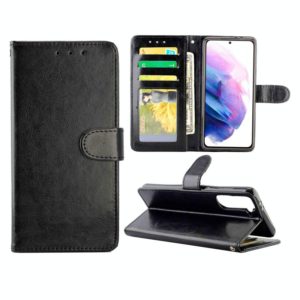 For Samsung Galaxy S21+ 5G/S21 Plus 5G Crazy Horse Texture Leather Horizontal Flip Protective Case with Holder & Card Slots & Wallet & Photo Frame(Black) (OEM)