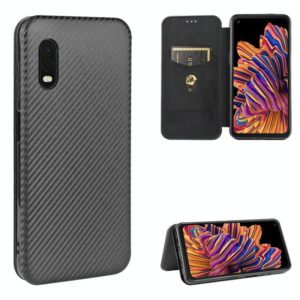 For Samsung Galaxy XCover Pro Carbon Fiber Texture Horizontal Flip TPU + PC + PU Leather Case with Rope & Card Slot(Black) (OEM)