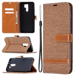 For Xiaomi Redmi 9 Color Matching Denim Texture Horizontal Flip Leather Case with Holder & Card Slots & Wallet & Lanyard(Brown) (OEM)