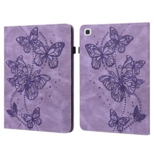 For Samsung Galaxy Tab A7 10.4 (2020) T500/T505 Embossed Butterfly Pattern Horizontal Flip Leather Tablet Case(Purple) (OEM)