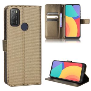 For Alcatel 1S 2021 / 3L 2021 / TCL 20E / 20Y Diamond Texture Leather Phone Case(Brown) (OEM)