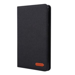 For iPad Mini 4 / 3 / 2 / 1 Cloth Teature Horizontal Flip PU Leather Case with with Holder & Card Slots(Black) (OEM)