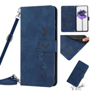 For Nothing Phone 1 Skin Feel Heart Pattern Leather Phone Case with Lanyard(Blue) (OEM)