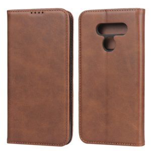 For LG K50 Calf Texture Magnetic Horizontal Flip Leather Case with Holder & Card Slots & Wallet(Brown) (OEM)
