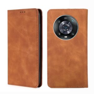 For Honor Magic4 Pro Skin Feel Magnetic Horizontal Flip Leather Phone Case(Light Brown) (OEM)