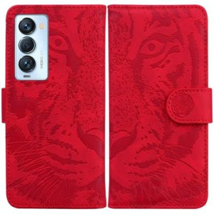 For Tecno Camon 18 Premier Tiger Embossing Pattern Horizontal Flip Leather Phone Case(Red) (OEM)