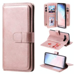 For Samsung Galaxy S10+ Multifunctional Magnetic Copper Buckle Horizontal Flip Solid Color Leather Case with 10 Card Slots & Wallet & Holder & Photo Frame(Rose Gold) (OEM)