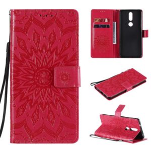 For Nokia 2.4 Sun Embossing Pattern Horizontal Flip Leather Case with Card Slot & Holder & Wallet & Lanyard(Red) (OEM)