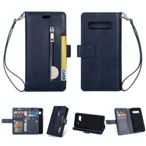 For Samsung Galaxy S10 Multifunctional Zipper Horizontal Flip Leather Case with Holder & Wallet & 9 Card Slots & Lanyard(Blue) (OEM)