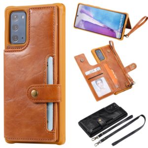Shockproof Horizontal Flip Protective Case with Holder & Card Slots & Wallet & Photo Frame & Short Lanyard For Samsung Galaxy Note20(Brown) (OEM)