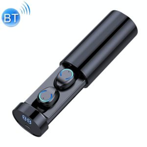 F9-6 TWS CVC8.0 Noise Cancelling Touch Bluetooth Earphone with Pull-out Cylindrical Charging Box, Support LED Power Digital Display & Call & Siri(Black) (OEM)